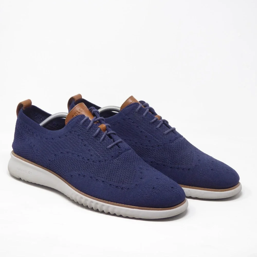 Cole Haan Mens 2.Zerogrand Stitchlite Oxford Blue Knit Wingtip C27569 Size 11M